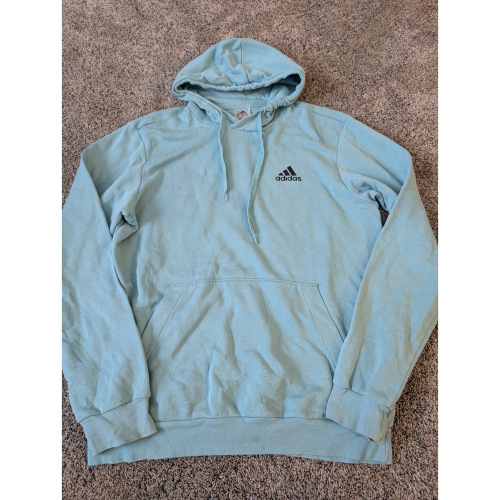 Adidas‎ Men's Light Blue Pullover Hoodie Trefoil Logo Casual Activewear